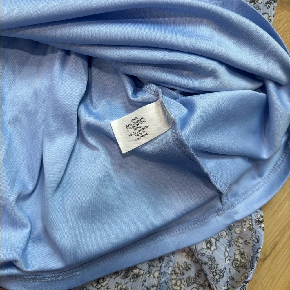 Lane Bryant Floral Blue Dress with Tie 22 - Picture 3 of 6